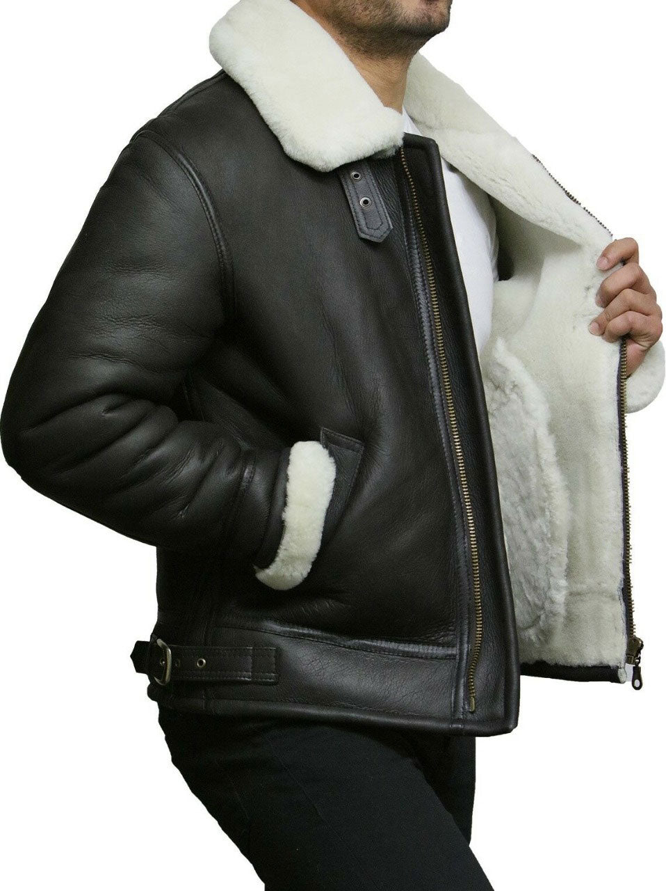 Tailor Made Men's Genuine Cream Sheepskin Leather Flying Pilot B3 Jackets